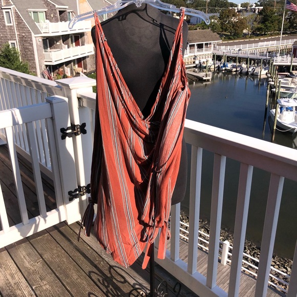 Heartbeeps Romper Orange Striped Romper Medium - Picture 2 of 7